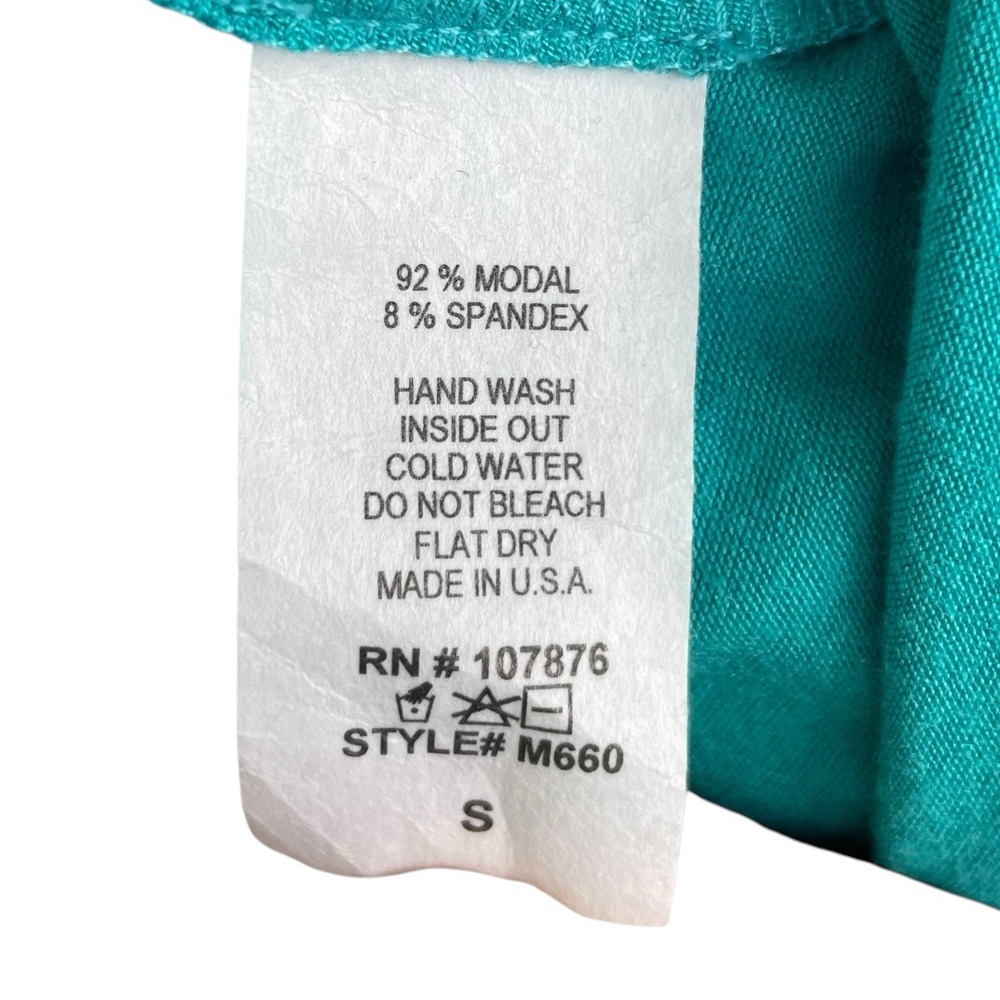 Comfy USA Turquoise Modal Jersey Tunic Shirt Lagenlook Asymmetric Cutout Small S - Picture 5 of 6